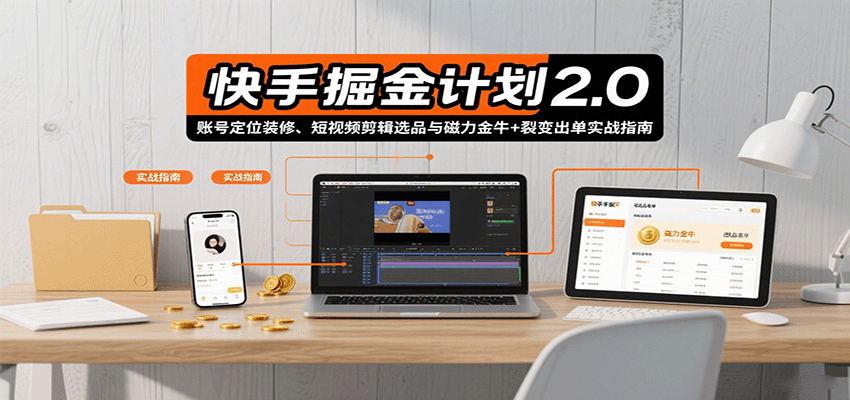 图片[1]-快手掘金计划2.0，账号定位装修、短视频剪辑选品与磁力金牛+裂变出单实战指南-仙女副业网