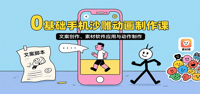 图片[1]-0基础手机沙雕动画制作课，文案创作、素材软件应用与动作制作-仙女副业网