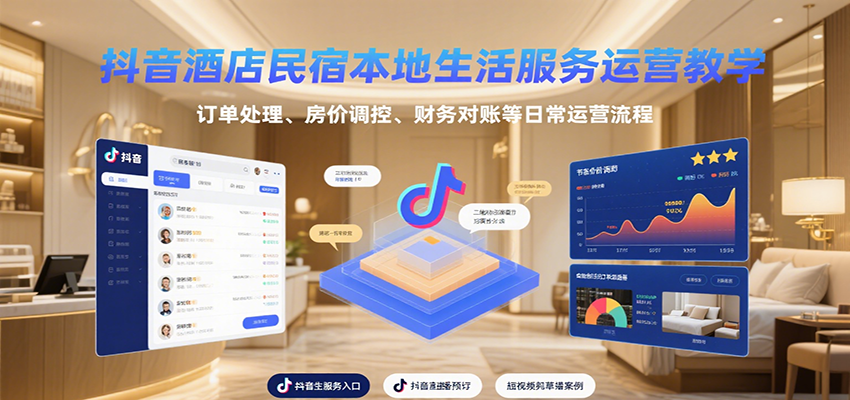 图片[1]-抖音酒店民宿本地生活服务运营教学，订单处理、房价调控、财务对账等日常运营流程-仙女副业网