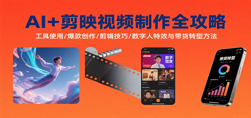 图片[1]-AI+剪映视频制作全攻略：工具使用/爆款创作/剪辑技巧/数字人特效与带货转型方法-仙女副业网