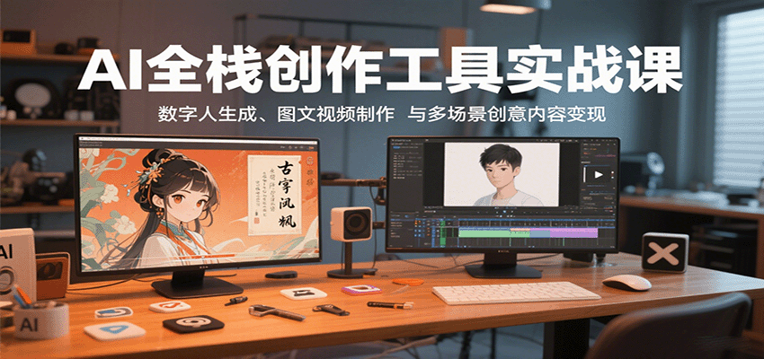 图片[1]-AI全栈创作工具实战课：数字人生成、图文视频制作与多场景创意内容变现-仙女副业网