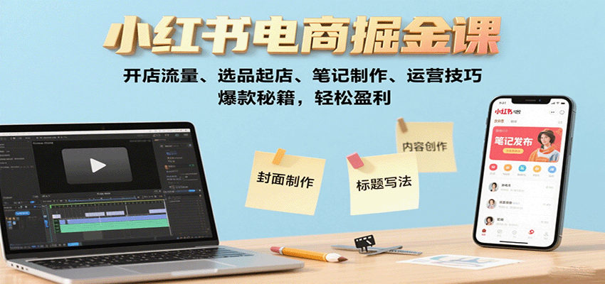 图片[1]-小红书电商掘金课：开店流量、选品起店、笔记制作、运营技巧，爆款秘籍，轻松盈利-仙女副业网