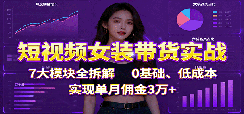 图片[1]-短视频女装带货实战：7大模块全拆解，0基础、低成本，实现单月佣金3万+-仙女副业网