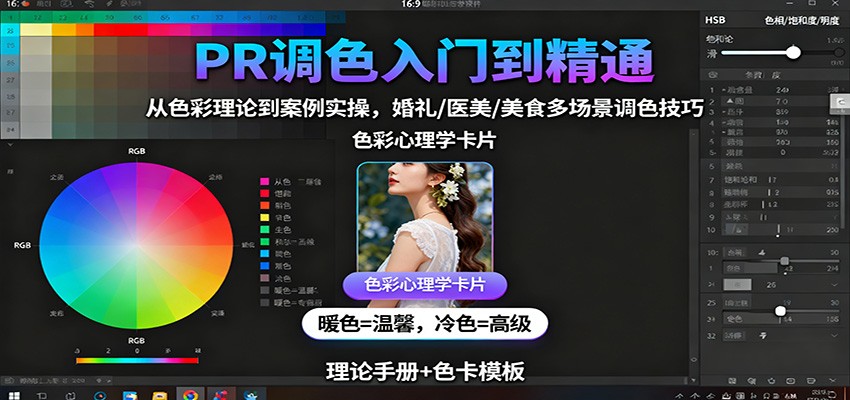 图片[1]-PR调色入门到精通：从色彩理论到案例实操，婚礼/医美/美食多场景调色技巧-仙女副业网