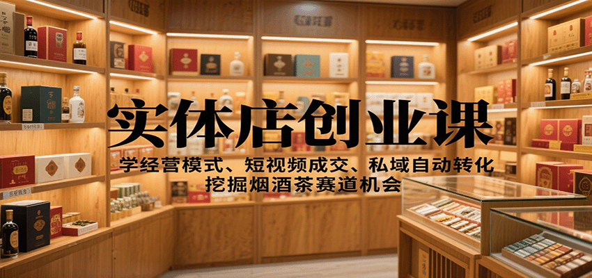 图片[1]-实体店创业课：学经营模式、短视频成交、私域自动转化，挖掘烟酒茶赛道机会-仙女副业网