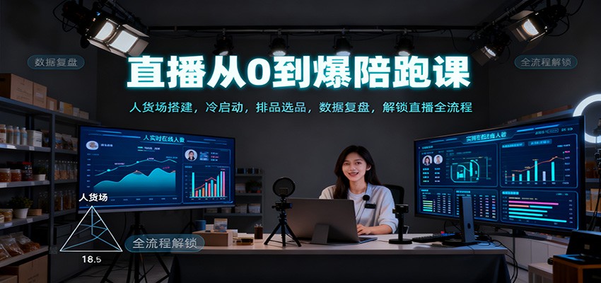 图片[1]-直播从0到爆陪跑课：人货场搭建，冷启动，排品选品，数据复盘，解锁直播全流程-仙女副业网