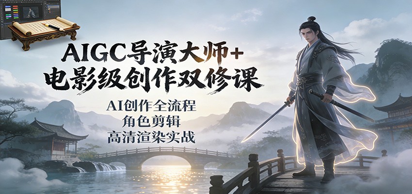 图片[1]-AIGC导演大师+电影级创作双修课：AI创作全流程、角色剪辑、高清渲染实战-仙女副业网