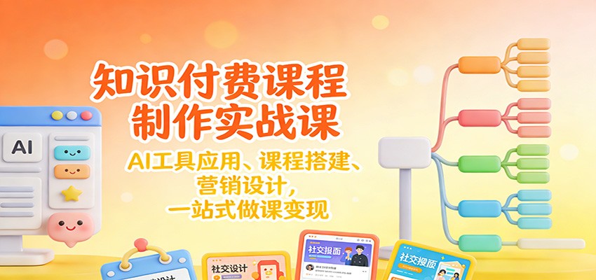 图片[1]-知识付费课程制作实战课：AI工具应用 、课程搭建、营销设计，一站式做课变现-仙女副业网