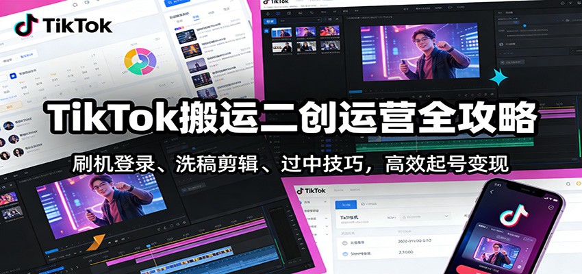 图片[1]-TikTok搬运二创运营全攻略：刷机登录、洗稿剪辑 、过中技巧，高效起号变现-仙女副业网