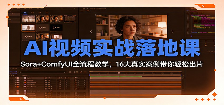 图片[1]-AI视频实战落地课：Sora+ComfyUI全流程教学，16大真实案例带你轻松出片-仙女副业网