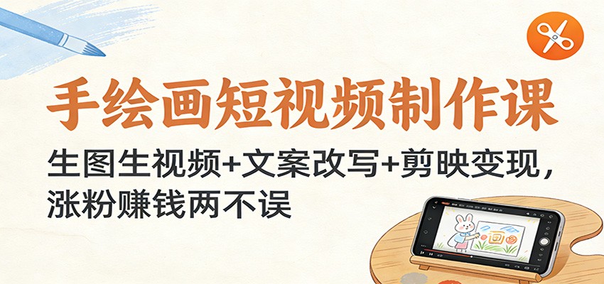 图片[1]-手绘画短视频制作课：生图生视频+文案改写+剪映变现，涨粉赚钱两不误-仙女副业网