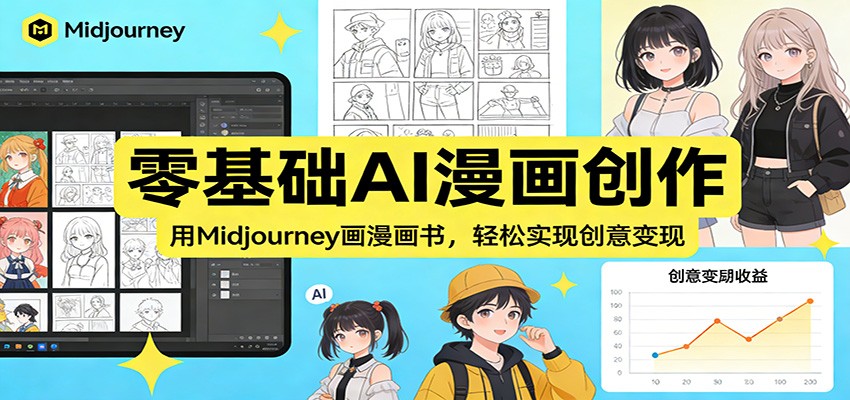 图片[1]-零基础AI漫画创作：用Midjourney画漫画书，轻松实现创意变现-仙女副业网