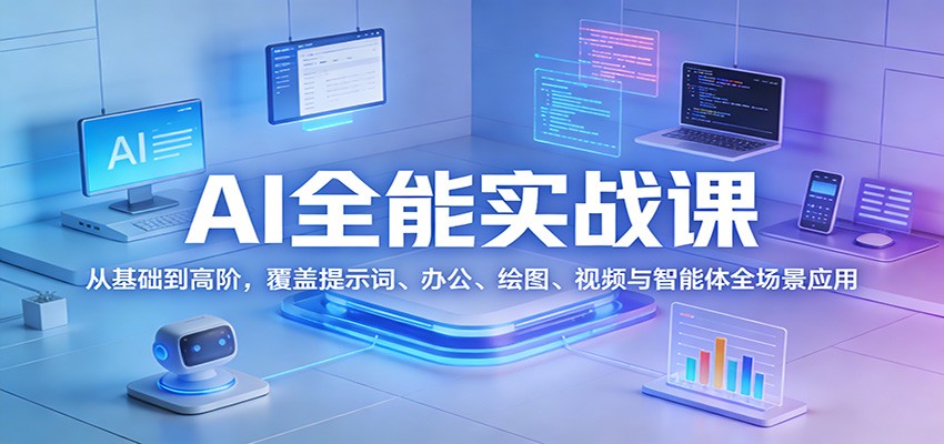 图片[1]-AI全能实战课：从基础到高阶，覆盖提示词、办公、绘图、视频与智能体全场景应用-仙女副业网