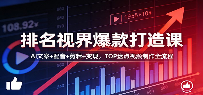 图片[1]-排名视界爆款打造课：AI文案+配音+剪辑+变现，TOP盘点视频制作全流程-仙女副业网