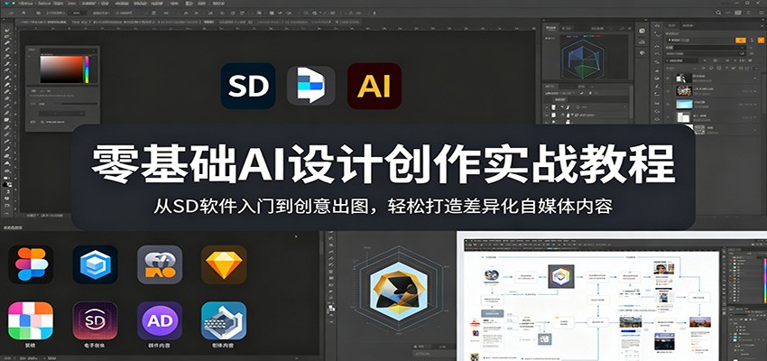 图片[1]-零基础AI设计创作实战教程：从SD软件入门到创意出图，轻松打造差异化自媒体内容-仙女副业网