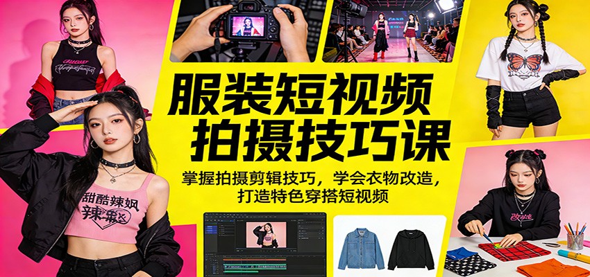 图片[1]-服装短视频拍摄技巧课：掌握拍摄剪辑技巧，学会衣物改造，打造特色穿搭短视频-仙女副业网