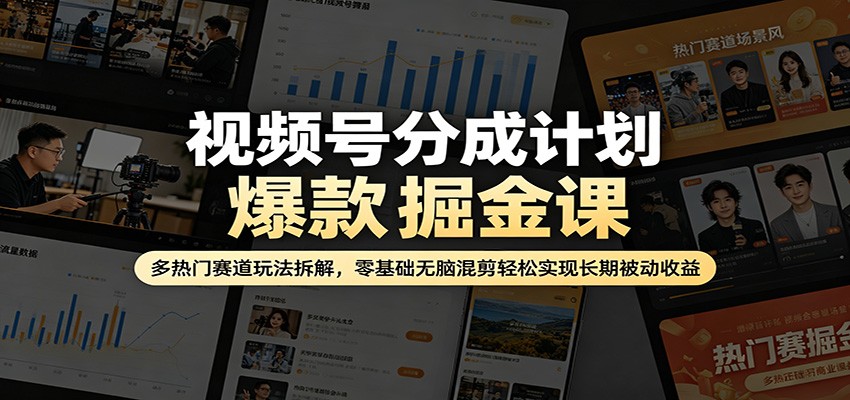 图片[1]-视频号分成计划爆款掘金课：多热门赛道玩法拆解，零基础无脑混剪轻松实现长期被动收益-仙女副业网