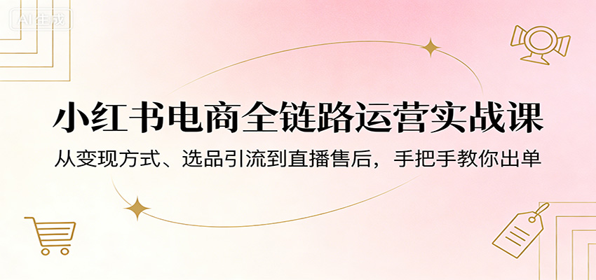 图片[1]-小红书电商全链路运营实战课：从变现方式、选品引流到直播售后，手把手教你出单-仙女副业网