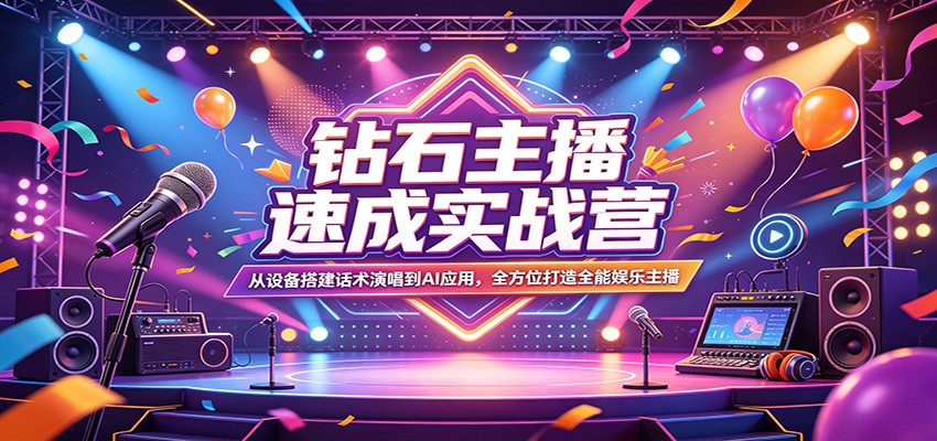 图片[1]-钻石主播速成实战营：从设备搭建话术演唱到AI应用，全方位打造全能娱乐主播-仙女副业网