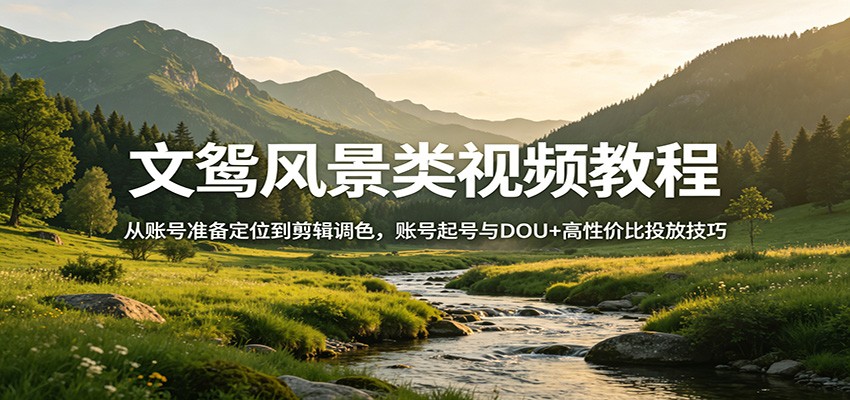 图片[1]-文鸳风景类视频教程：从账号准备定位到剪辑调色，账号起号与DOU+高性价比投放技巧-仙女副业网