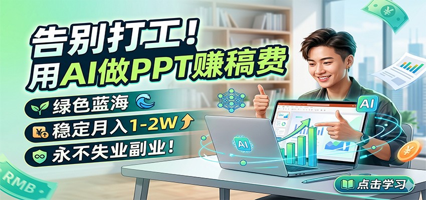 图片[1]-告别打工！用AI做PPT赚稿费，绿色蓝海，稳定月入1-2W，永不失业副业！-仙女副业网