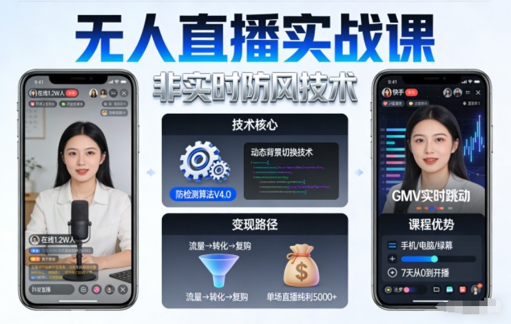 宝子哥无人直播实战课，非实时防风技术，聚焦抖音快手等平台直播带货，轻松开启直播变现之路（更新2026年5月10日）