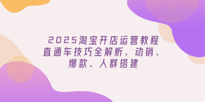 2025淘宝开店运营教程更新，直通车技巧全解析，动销、爆款、人群搭建-资源教程须哥