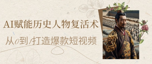 AI赋能历史人物复活术：从0到1打造爆款短视频，7天涨粉10W，小白也能月入过1W-资源教程须哥