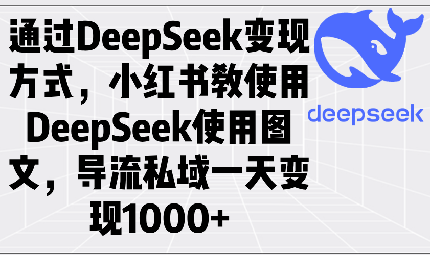 通过DeepSeek变现方式，小红书教使用DeepSeek图文，导流私域一天变现1000+-资源教程须哥