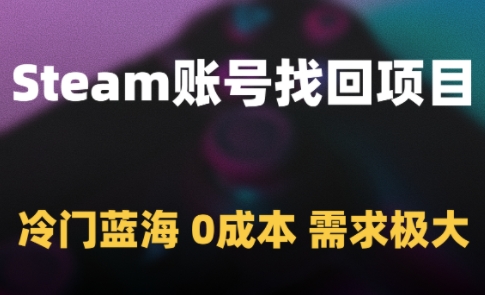 Steam账号找回项目，冷门蓝海，0成本，需求极大-资源教程须哥