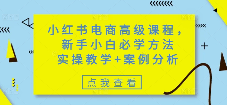 小红书电商高级课程，新手小白必学方法，实操教学+案例分析-资源教程须哥