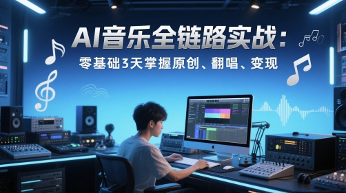 AI音乐全链路实战变现课：零基础3天掌握原创、翻唱、变现-资源教程须哥
