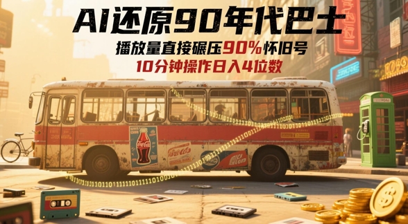 AI还原90年代巴士，一帧就让70后泪崩，播放量直接碾压90%怀旧号，每天操作十分钟，日入四位数-资源教程须哥