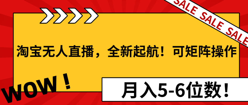 淘宝无人直播，全新起航！可矩阵操作，月入5-6位数！-资源教程须哥