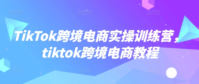 TikTok跨境电商实操训练营，tiktok跨境电商教程-资源教程须哥