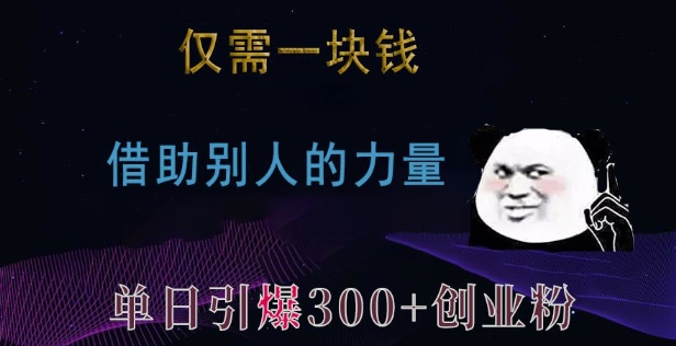 仅需一块钱，借助别人的力量，单日引爆300+创业粉、兼职粉【揭秘】-资源教程须哥