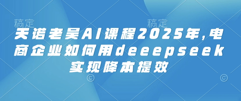 天诺老吴AI课程2025年，电商企业如何用deeepseek实现降本提效-资源教程须哥