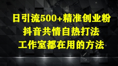 日引流500+精准创业粉，抖音共情自热打法，工作室都在用的方法-资源教程须哥