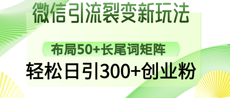 微信引流裂变新玩法：布局50+长尾词矩阵，轻松日引300+创业粉-资源教程须哥
