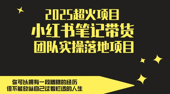 2025超火项目，副业最佳选择，小红书笔记带货团队实操落地项目，，轻松日入5张-资源教程须哥