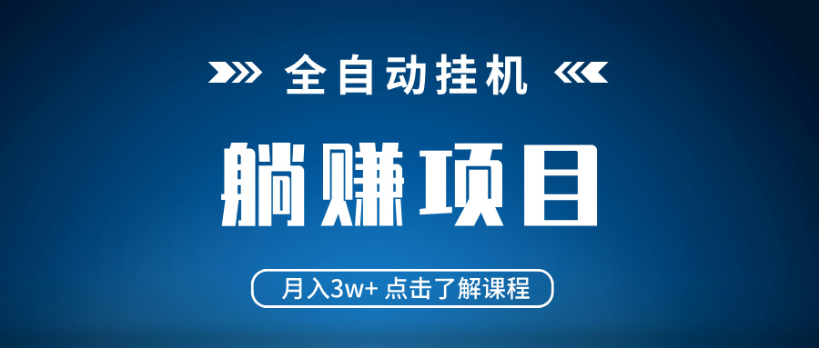 全自动挂机项目 月入3w+ 真正躺平项目 不吃电脑配置 当天见收益-资源教程须哥