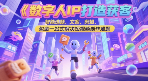 数字人IP打造获客变现实操课，智能选题、文案、剪辑、包装一站式解决短视频创作难题-资源教程须哥