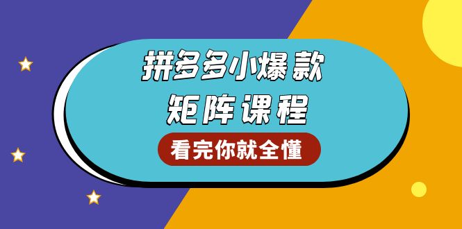 拼多多爆款矩阵课程：教你测出店铺爆款，优化销量，提升GMV，打造爆款群-资源教程须哥