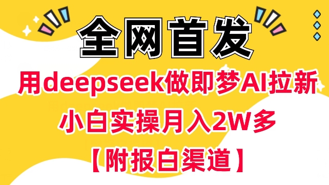 用deepseek做即梦Ai拉新 小白实操月入过W+【附报白渠道】-资源教程须哥