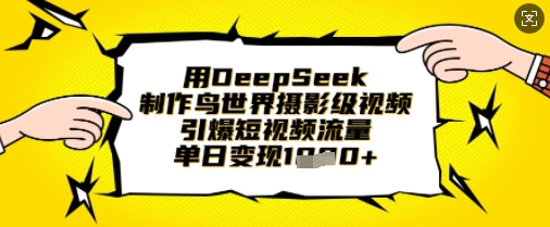 用DeepSeek制作鸟世界摄影级视频，引爆短视频流量，单日变现1k-资源教程须哥