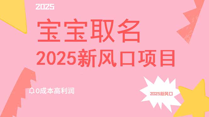 2025新风口项目宝宝取名，0成本高利润，附保姆级教程，月入过万不是梦-资源教程须哥