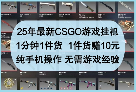 25年最新CSGO游戏挂G，1分钟1件货，1件货挣10元，纯手机操作，无需游戏经验【揭秘】-资源教程须哥
