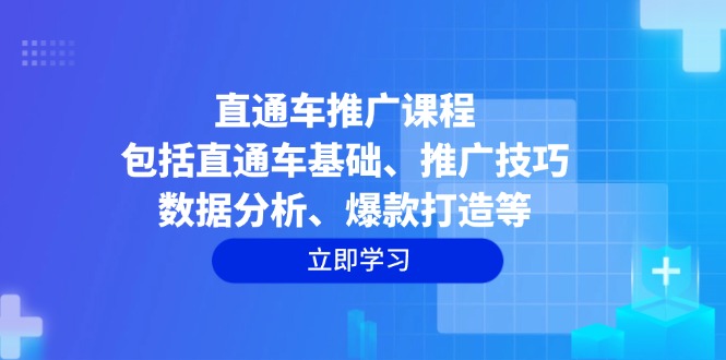 直通车推广课程：包括直通车基础、推广技巧、数据分析、爆款打造等-资源教程须哥