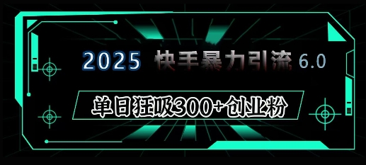 2025年快手6.0保姆级教程震撼来袭，单日狂吸300+精准创业粉-资源教程须哥
