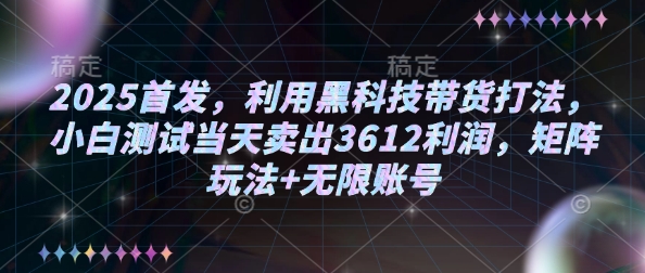 2025首发，利用黑科技带货打法，小白测试当天卖出3612利润，矩阵玩法+无限账号【揭秘】-资源教程须哥